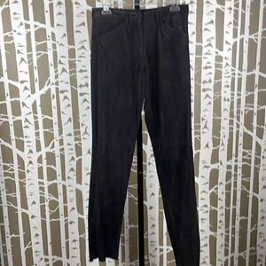 DKNY Skyline Suede Leather Pant 2 Dark Brown